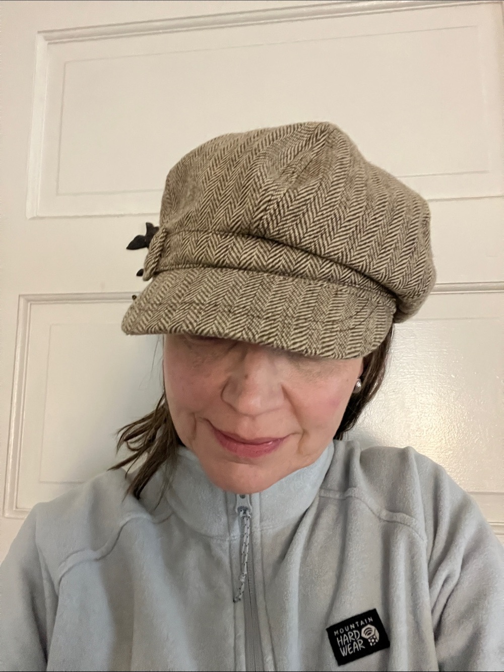 Sonoma Tan and Cream Herringbone Newsboy Cap